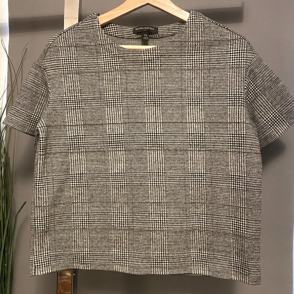 Banana Republic Womens Plaid Knit Blouse XS